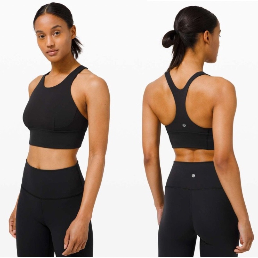 Lululemon Wunder Train High Neck Longline Size 14 Black Sports Workout Yoga Gym